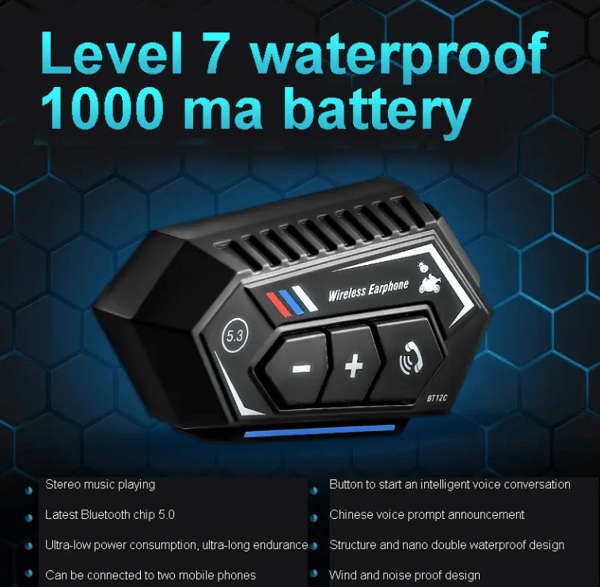 Motorsykkel Intercom Headset BT12C Svart