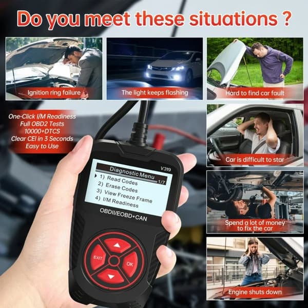 OBD2 Scanner Diagnostic Tool V319, Check Engine Code Reader til alle OBD II-køretøjer siden 1996