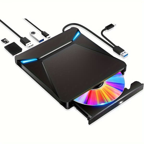 5-i-1 Extern DVD-enhet, Multifunktionell USB3.0 CD/DVD-spelare