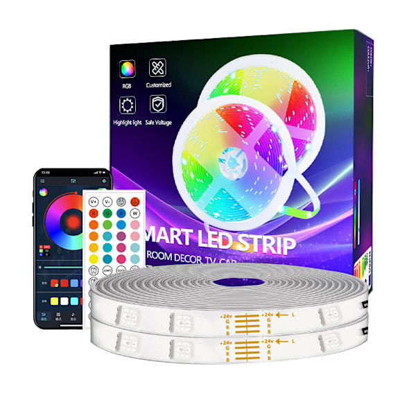 LED Lysstrip 40M Smart RGB Bluetooth Controller Med 44 Taster