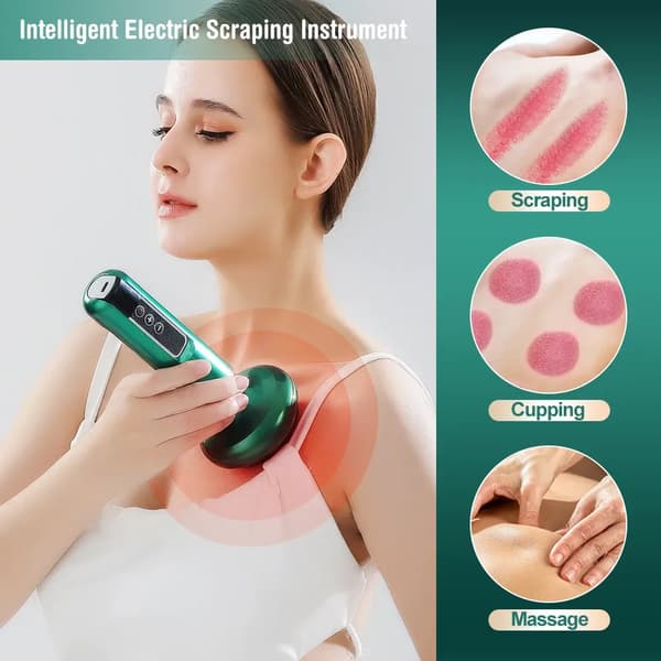 Massageapparat med sug-, skrap- och värmekoppningsfunktioner (vit)