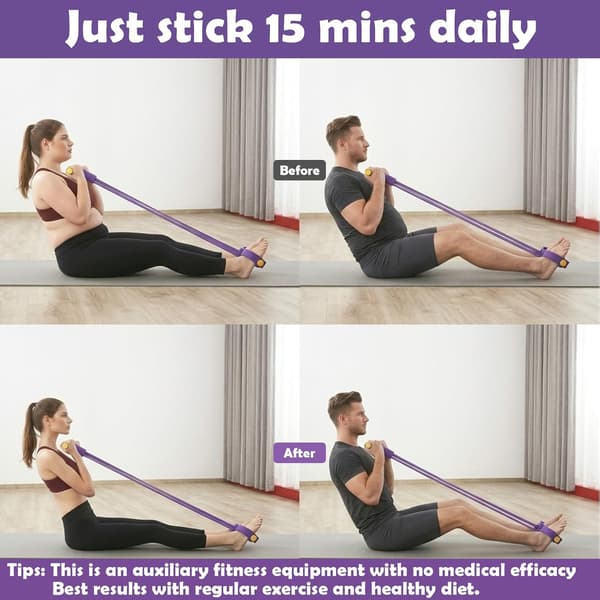 Yoga-Pedal-Modstandsbånd, 4-rørs modstandsbånd, til mave, arm, ben, Pilates (blå)