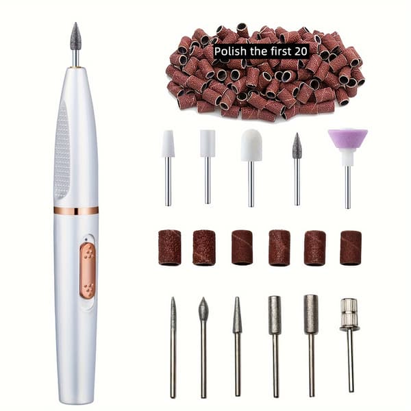 Elektrisk negleslibemaskine til manicure og pedicure, hvid