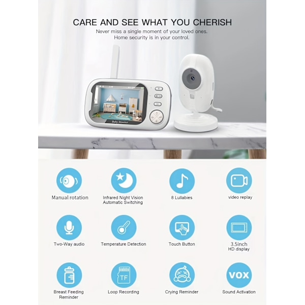 ABM600 babyalarm hjem intelligent overvågning mobiltelefon fjernovervågning tovejs stemme infrarød nattesyn