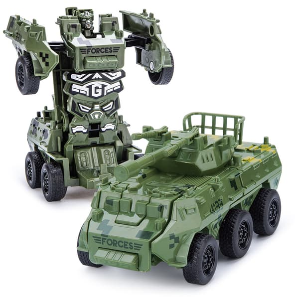 Leksaksbil Mini transformerbar leksaksrobot (Pansarfordon grön)
