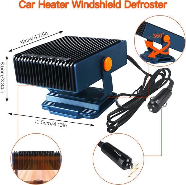 Bilvarmer 12V vindusdefogger og defroster Hvit
