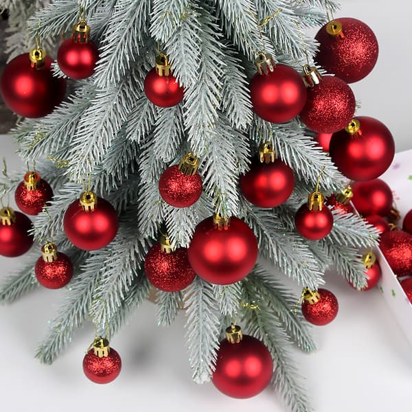 44 stk. julekugler, 3-5 cm dekorative plastikkugler til juletræet Red