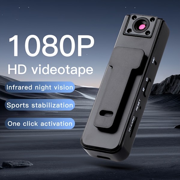 1080P Mini Kroppskamera med 180° Roterbar Lins, Rörelsedetektering, Infraröd Mörkerseende