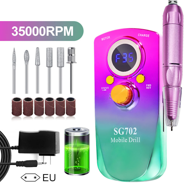 35000 rpm högeffekts elektrisk nagelpolerare set portabel nagelpolerare Gradient Grön