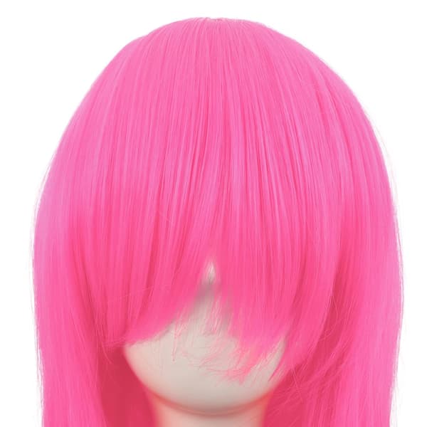 peruk Anime lång lockig peruk 70CM (Neonrosa)