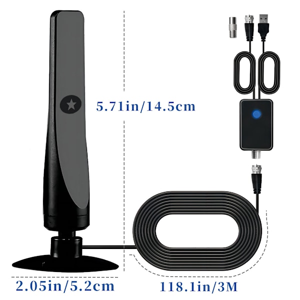 Vertikal sugekoppantenne HDTV HD DVB-T2 digital TV-antenne bakkenett