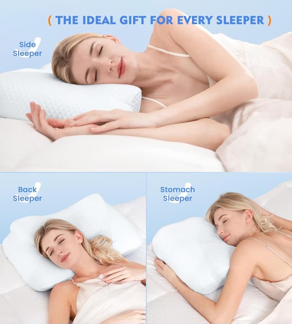 Viskoelastisk nackkudde, Ergonomisk fjärilsformad memory foam som lindrar nacksmärta (vit)