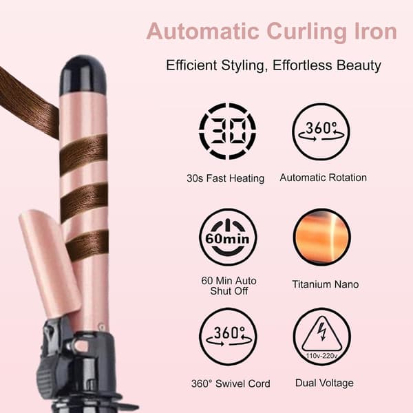 Krølltang Automatisk rotasjon 28mm (100-230℃ - rosa)