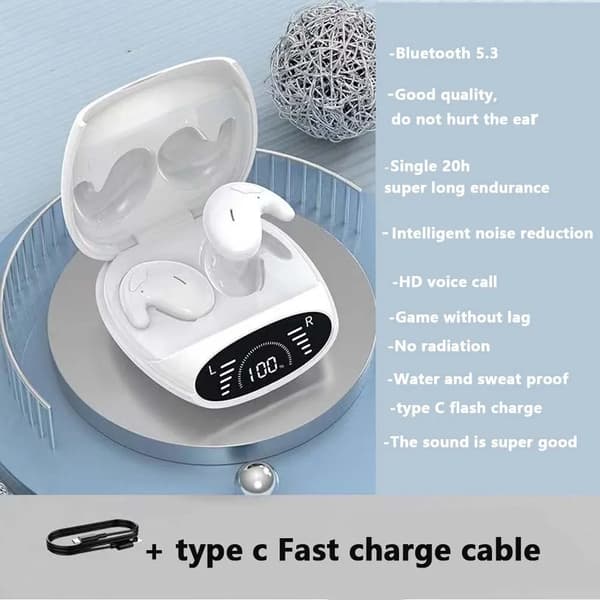 Ægte trådløse Bluetooth-hovedtelefoner MD528 Bone Conduction Bluetooth 5.2 Hvid