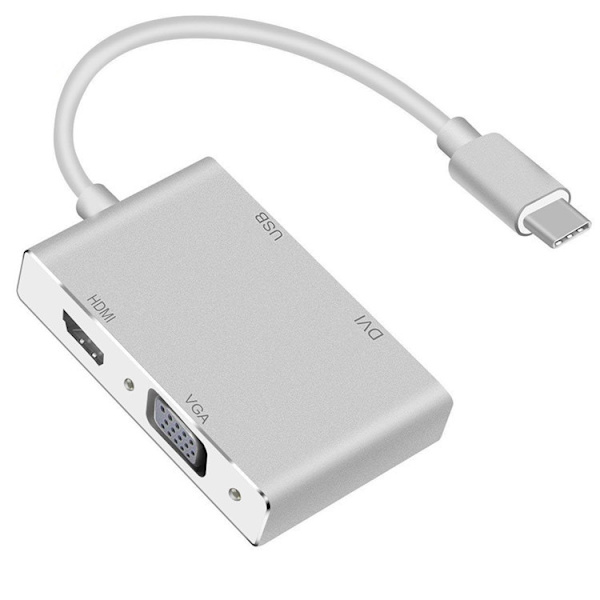Type-C til HDMI/VGA/DVI/USB-konverter, HD-videoadapter