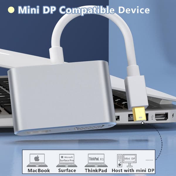 MiniDP - HDMI/VGA-muunnin, 4K HD -sovitin