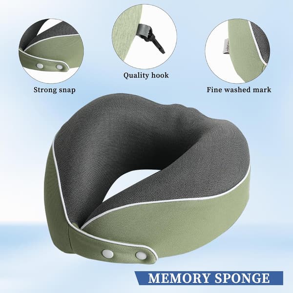 Nackkudde Memory Foam Portabel U-formad Rese Nackkudde Cervical Stödkudde Grön