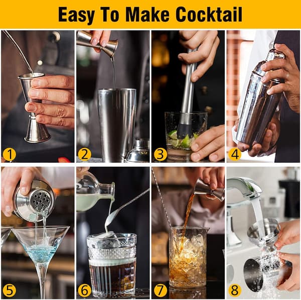 Cocktail Shaker 6 stk. Cocktailkopper i rustfrit stål, cocktailsæt