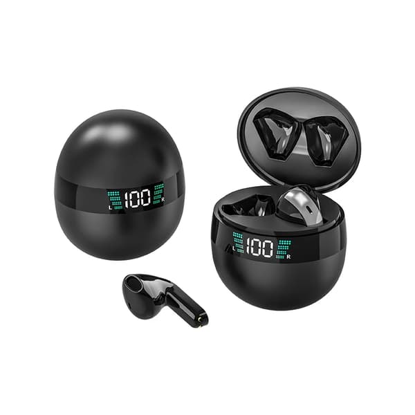 True Wireless Bluetooth Hörlurar DX27 TWS True Wireless Runda LED Hörlurar Svart