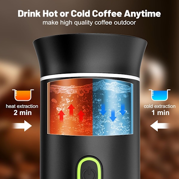 Bärbar Kaffemaskin 3 I 1 Elektrisk Pumptyp Koncentrerat Pulver Kapsel Dubbel Användning Och Uppvärmningsbar Grön