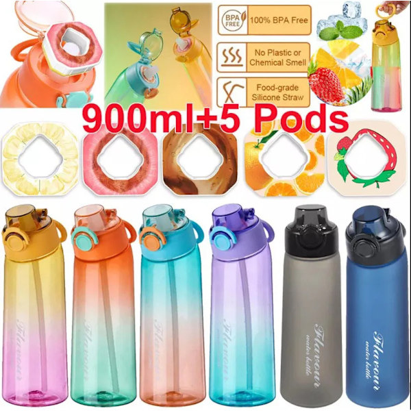 900ml Sportvattenflaska Smak Pod Sport Sugrör Kopp Tritan För Utomhussport Fitness Svart