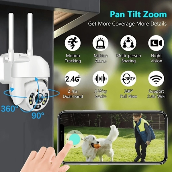 1080P 360 Dome Kamera USB-laddning AI Rörelsedetektering 360 Graders Panoramisk Övervakning