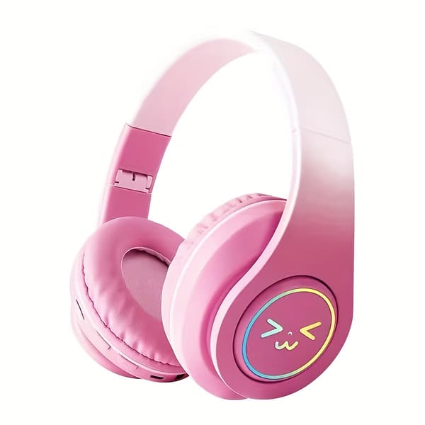 Bluetooth-øretelefoner, børnehovedtelefoner med lysende trådløst design (pink)
