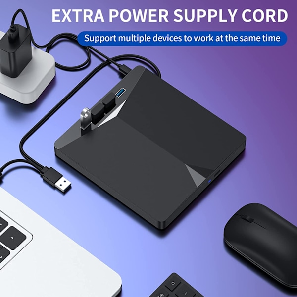 Extern USB CD DVD-enhet USB 3.0 Brännare Kompatibel Windows 11/10/8/7 Linux Mac OS