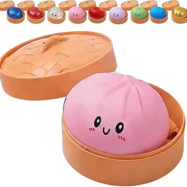 Dumpling Squishy Stressbold, stressaflastende sensorisk klemmebold (pink)