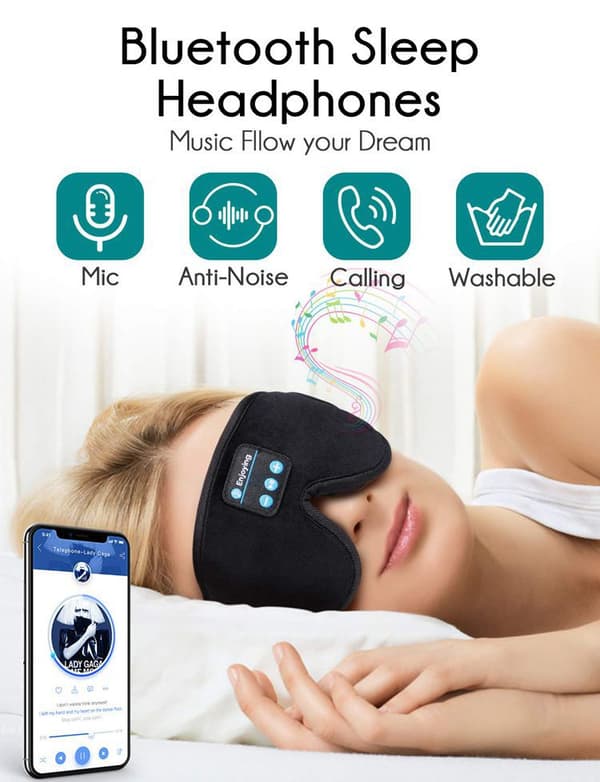 Bluetooth-urheilukuulokkeet unimaski langaton 3D Bluetooth-silmämaski pinkki