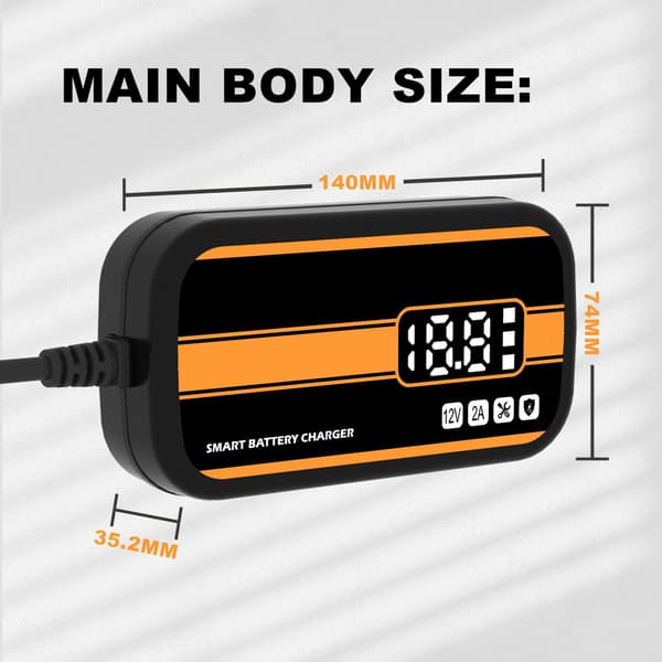 Smart batterioplader 12V2A autoreparation, til blysyrebatterier