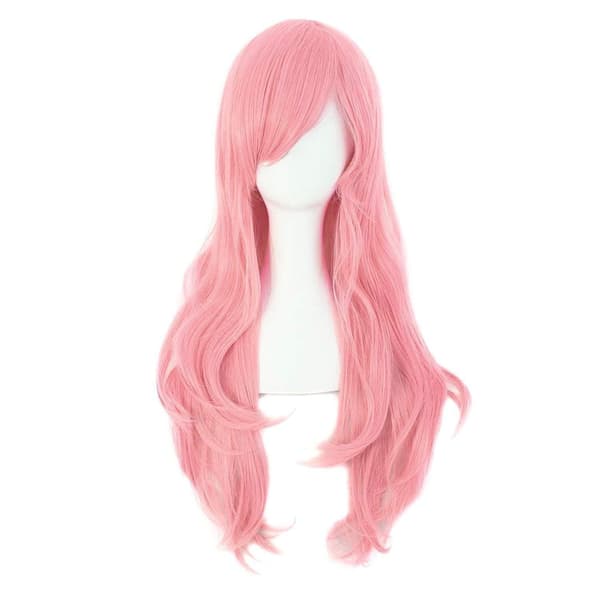 Peruk Anime lång lockig peruk 70CM (Rosa)