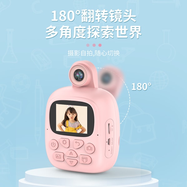 High-Definition Digitalkamera Dobbeltkamera Termisk Udskrivning Pink