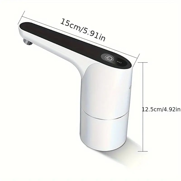1-osainen 5 gallonan vesiannostelija, älykäs vedenimulaite, USB ladattava (musta)