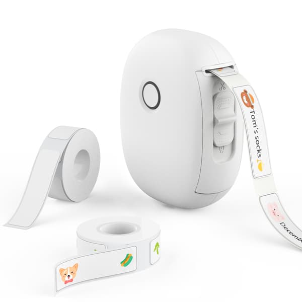 Bluetooth termisk printer med 1 rulle etiketpapir (Hvid)