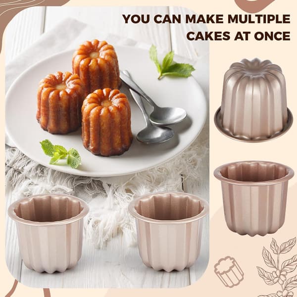 Kageform, 6 stk. non-stick canelé-forme i kulstofstål