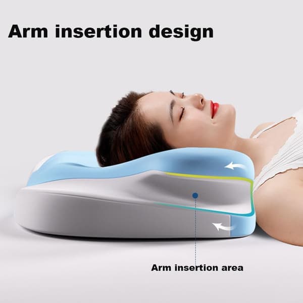 Viskoelastisk nackkudde, Ergonomiskt minnesskum som lindrar nacksmärta blå