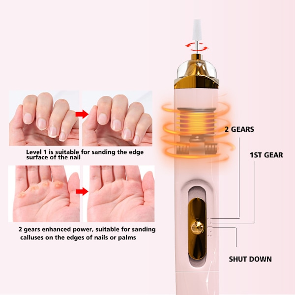 Elektrisk Nagelfil Mini Nagelpolsare Huvudpolerare Avlägsnare