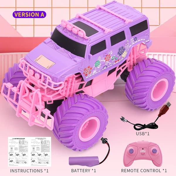 Fjärrstyrd bil rosa terrängbil Leksak för flickor present