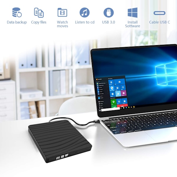 Extern DVD-enhet, USB 3.0, Typ-C CD-brännare