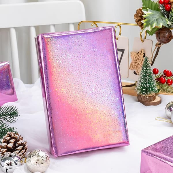 Presentpapper, Holografiskt julklappspapper - 43x1000cm (Pink Meteor)