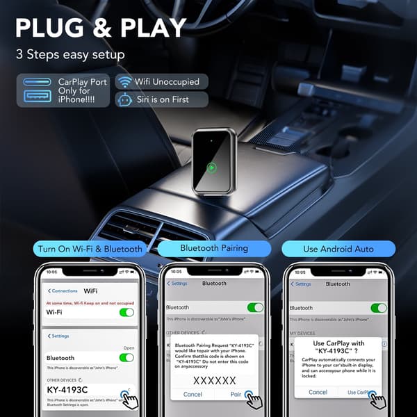 Trådlös CarPlay-adapter 2 i 1 för CarPlay och Android Auto