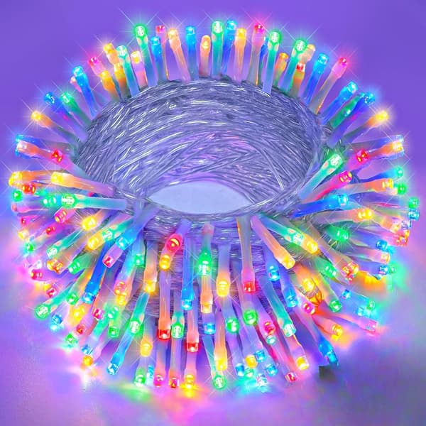 Solcelledrevne lysslynger for utendørs bruk, vanntette, 7 m 50 LED, 8 moduser, julelys Purple
