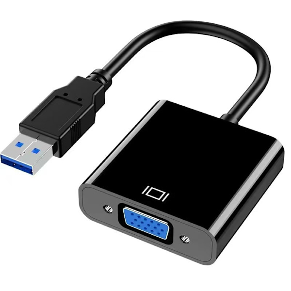USB til VGA-konverter, HD-videoadapter svart