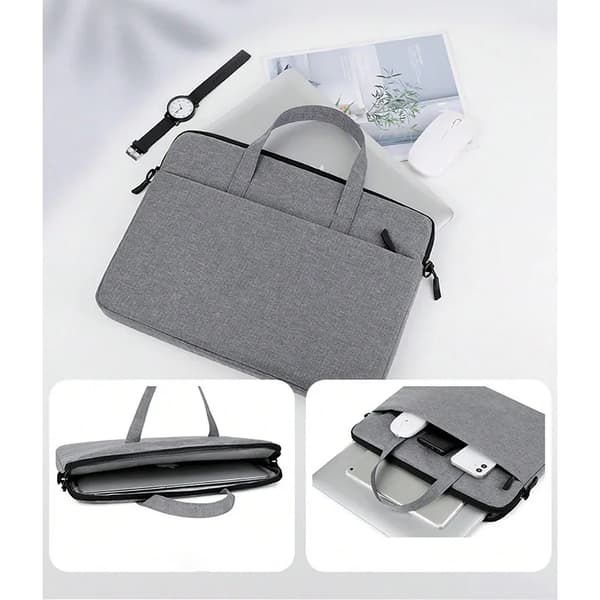 Laptopväska canvas 14-tums affärsväska grå
