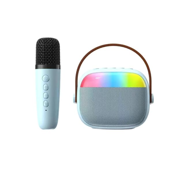 Mini Karaoke-maskin för barn, Bluetooth-högtalare med 1 mikrofon (blå)