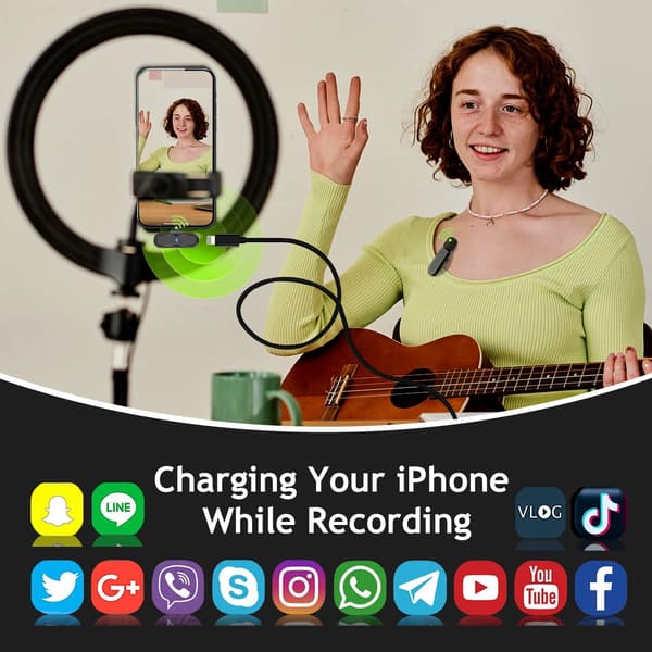 Trådløs Lavalier-mikrofon for iPhone iPad for videoopptak Vlogging Tiktok Youtube Intervju