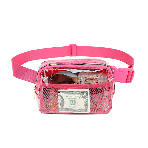 Genomskinlig Magväska Bältesväska Midjeväska Crossbody Väskor Bum Bag för Kvinnor Träning Shopping Resor Rosröd