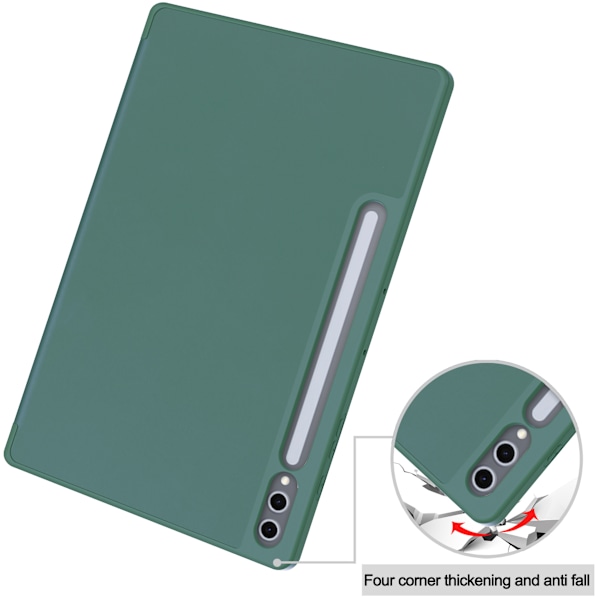 Fodral för Samsung Galaxy Tab S10 Ultra 14.6 Solid färg skyddsfodral Mörkgrön