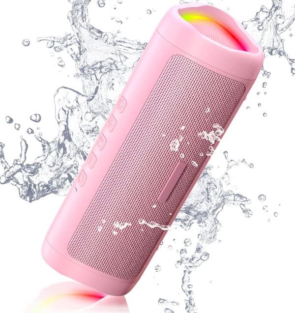 Bærbar Trådløs Bluetooth Høyttaler Ipx5 Vanntett, Opptil 20 Timer Batteritid Rosa
